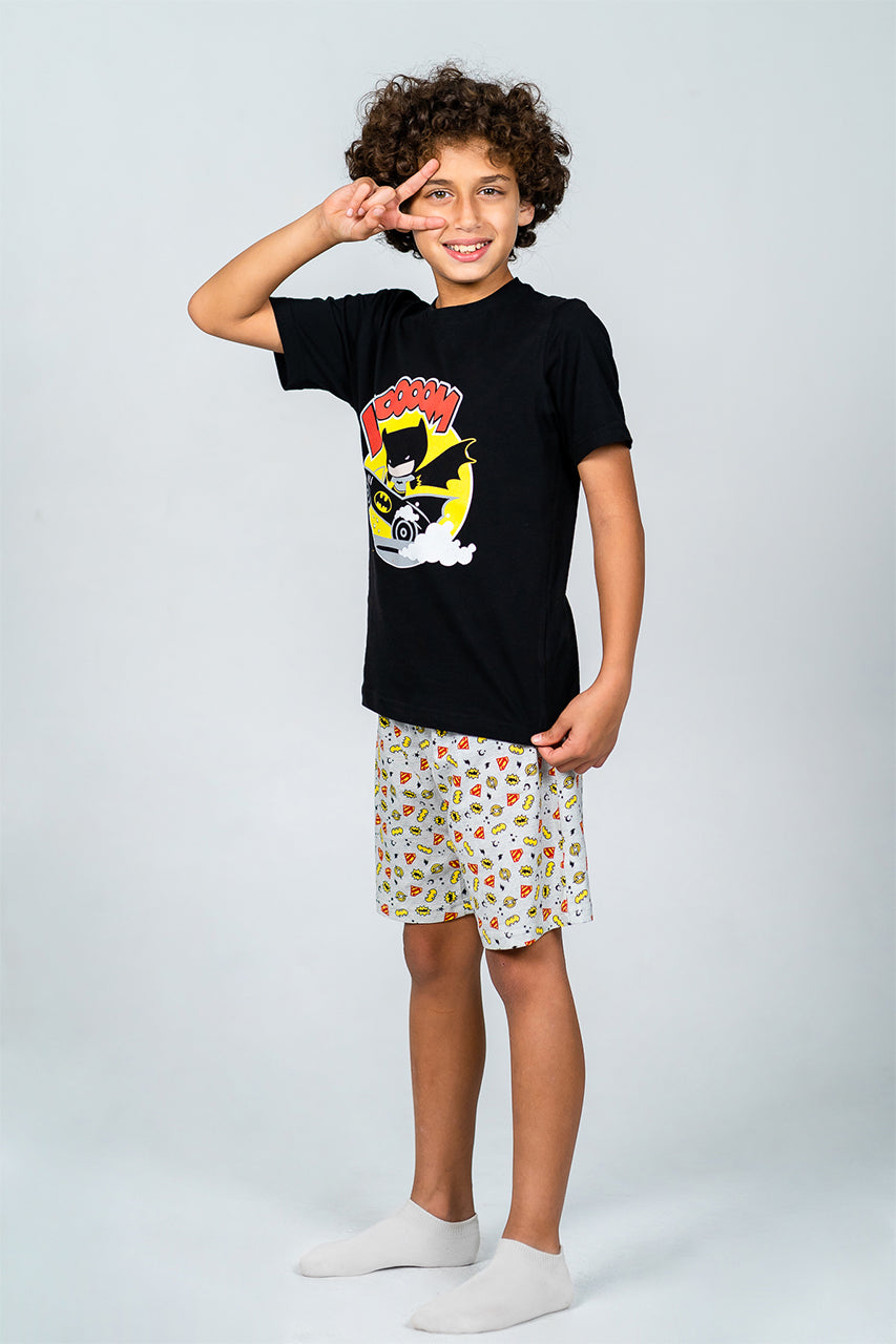 Boys Cotton Short Pajamas with Batman printed - side view