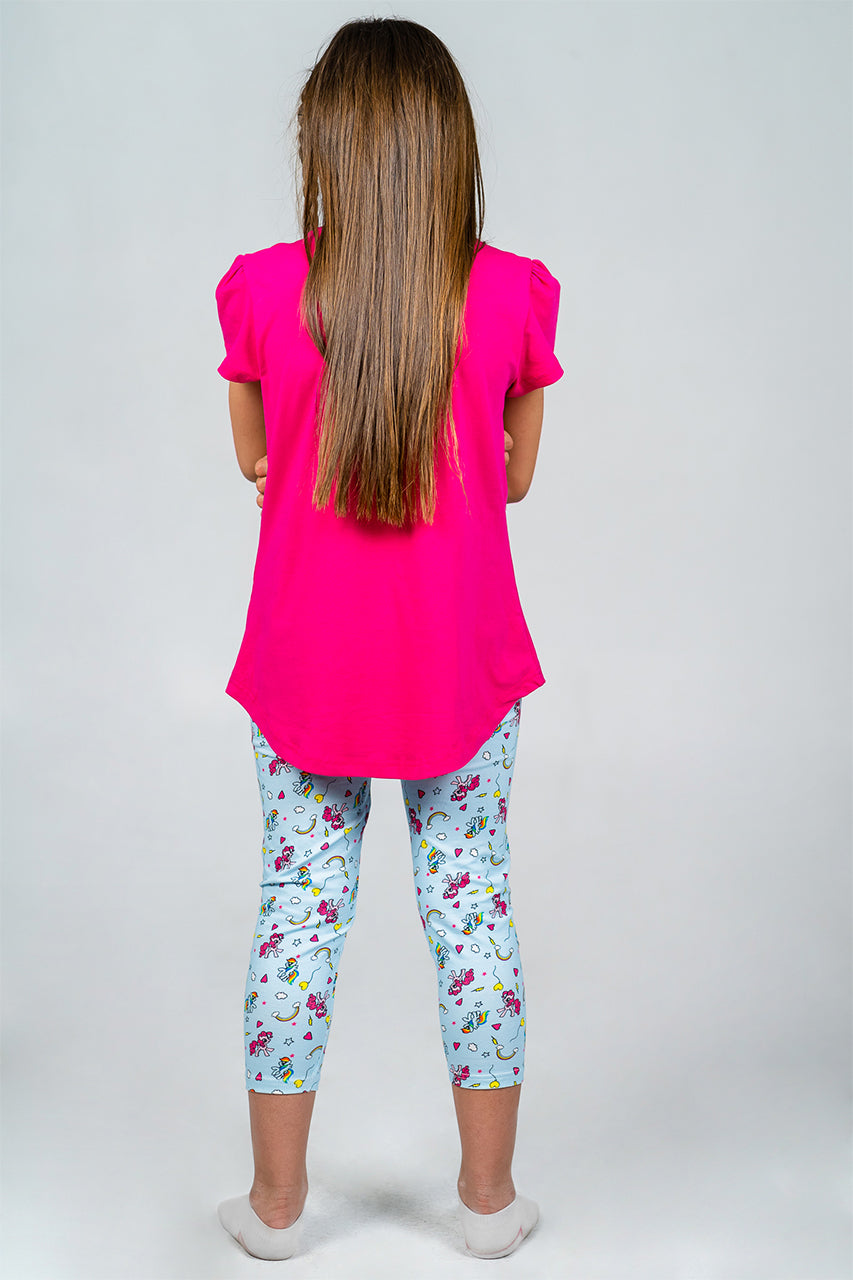 Girls' summer Pantacor pajamas - Cotton - with unicorn printed - back view