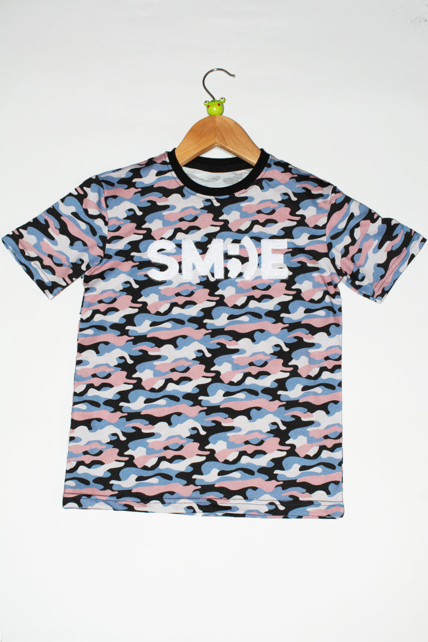 Boys cotton t-shirt with smile army pink printed