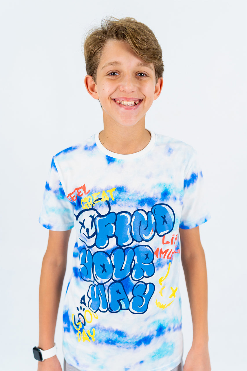 Boys' Cotton T-shirt with Find your way printed- zoom in view