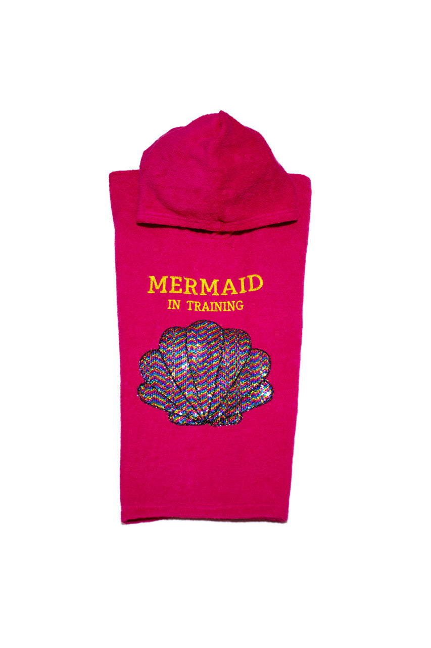 Kid's Mermaid Towel poncho - Fuchsia