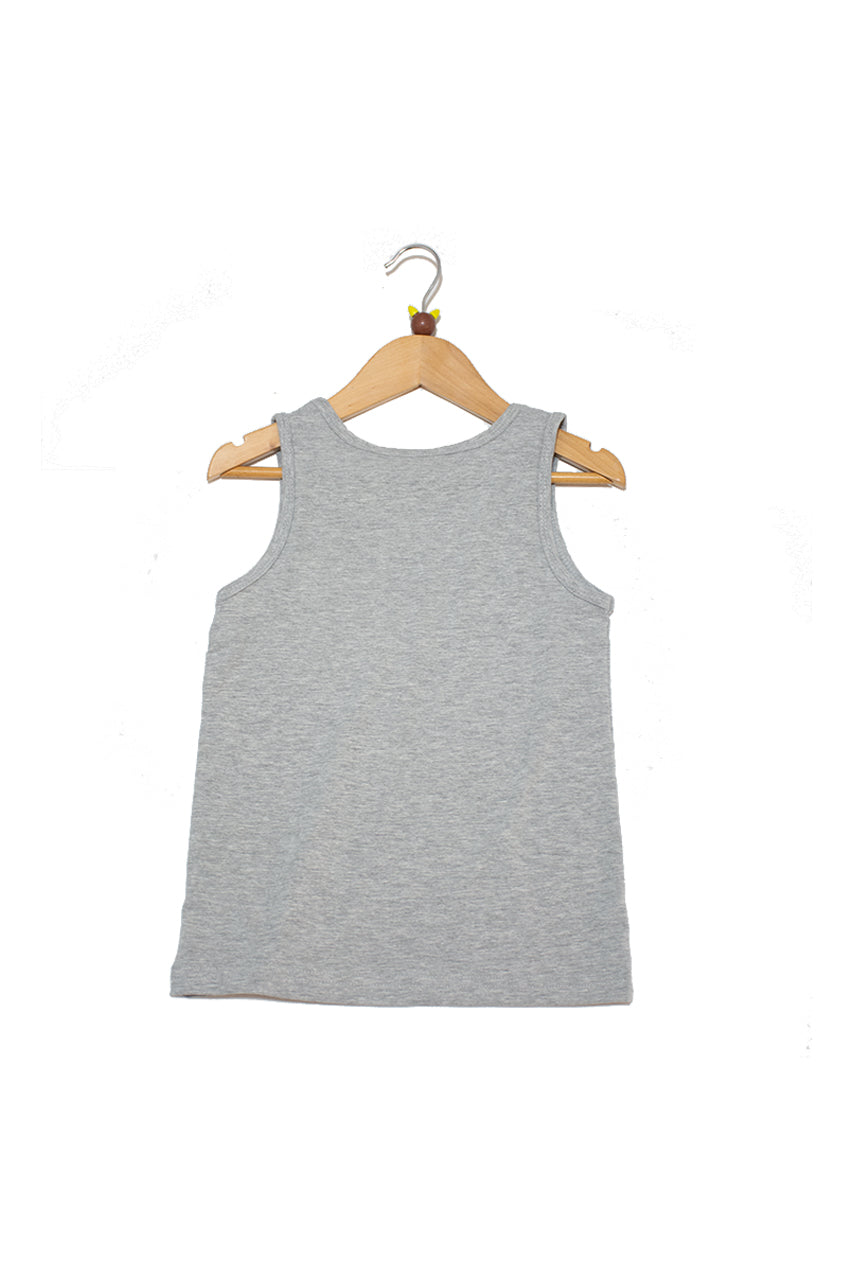 Girls Vest underwear with Wide strap - gray - back