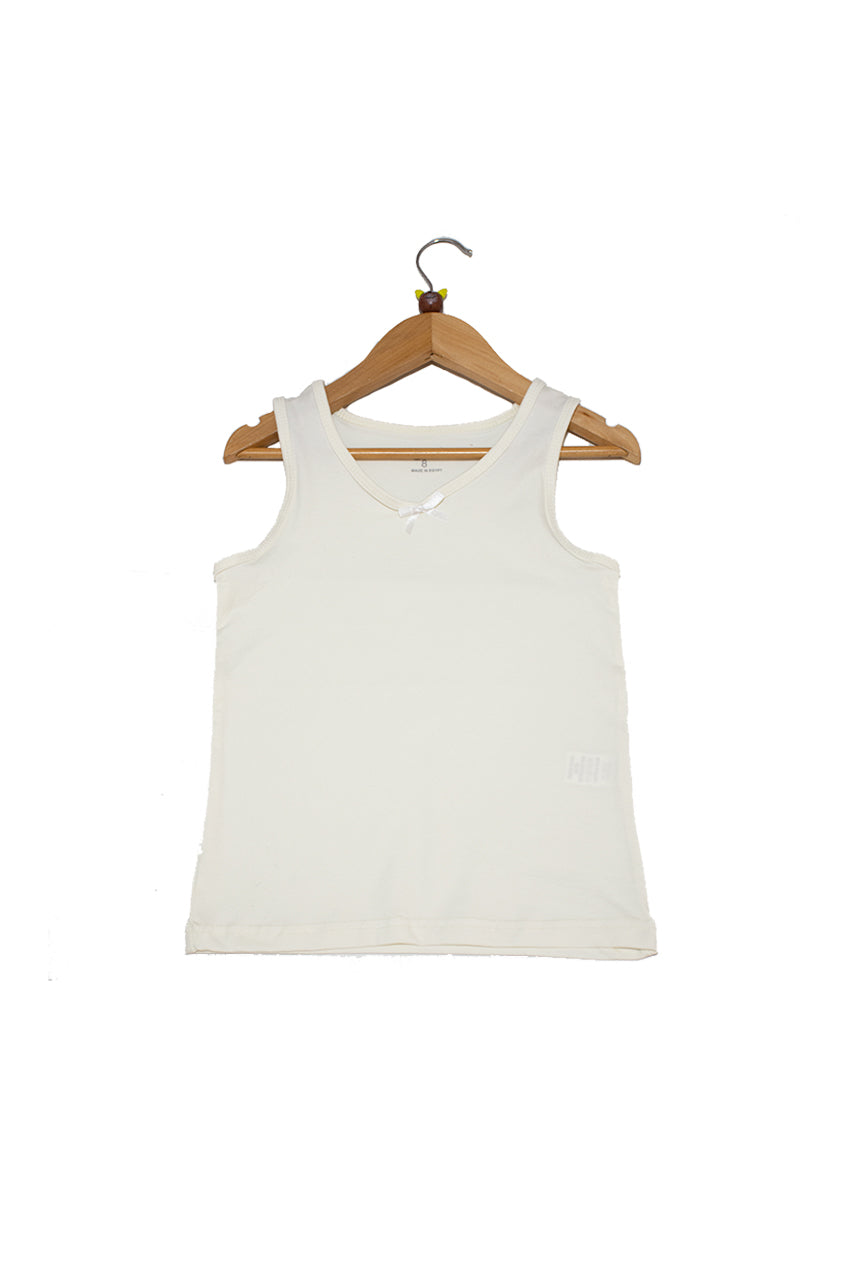 Girls Vest underwear with Wide strap - white