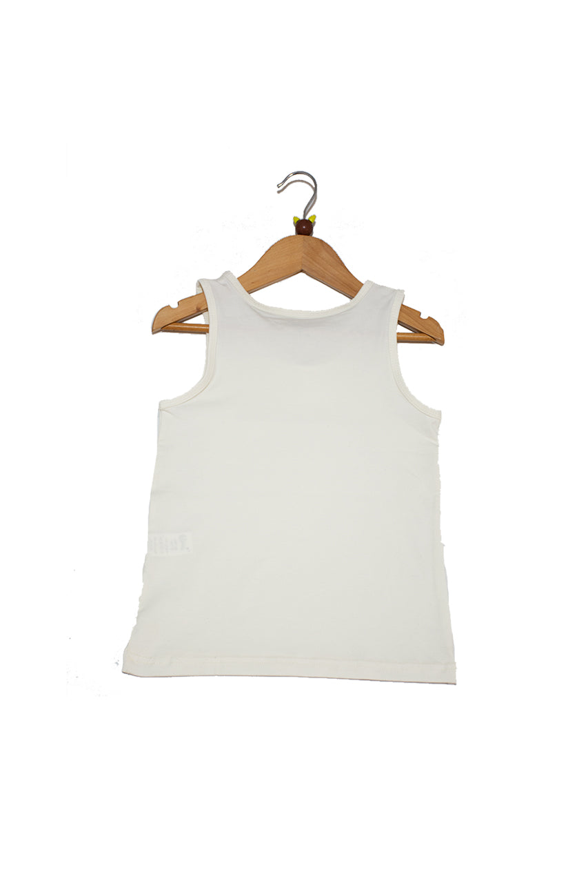 Girls Vest underwear with Wide strap - white - back