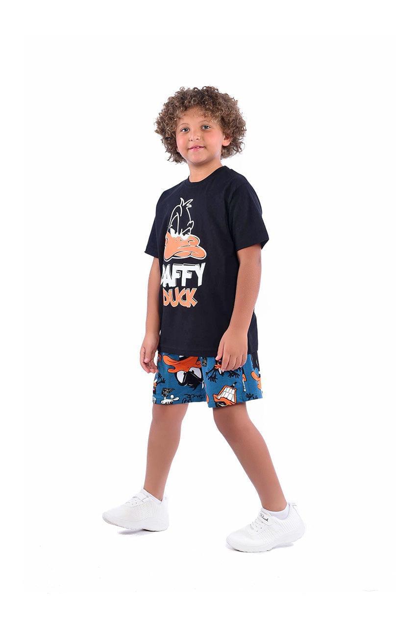 Boy's Short pajamas with Daffy Duke printed - side view