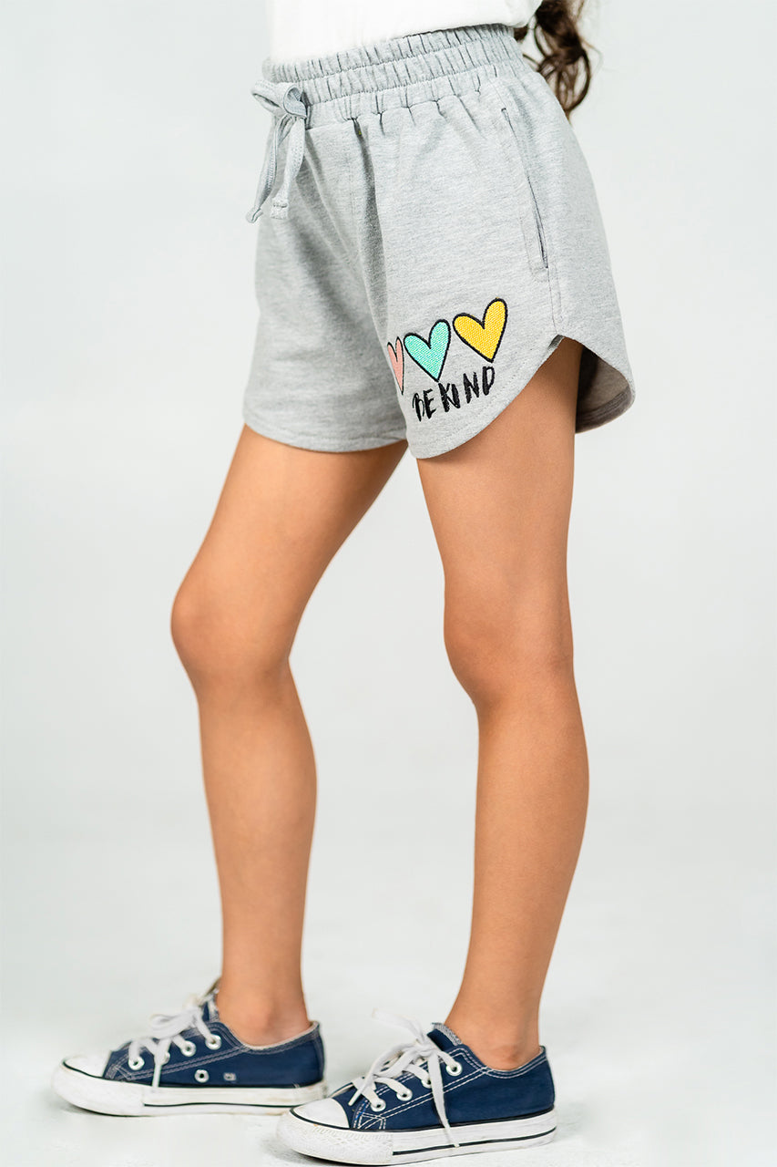 Girl's Short with a drawstring shorts and a Be kind print