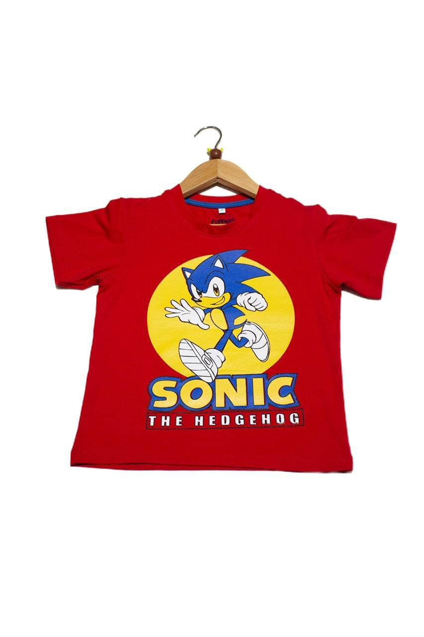 Boy's cotton red t-shirt with Sonic design