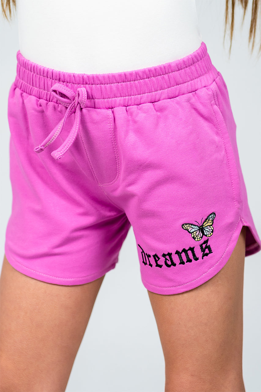 Girl's Mini Shorts with a Elasticated Waist and Dreams printed