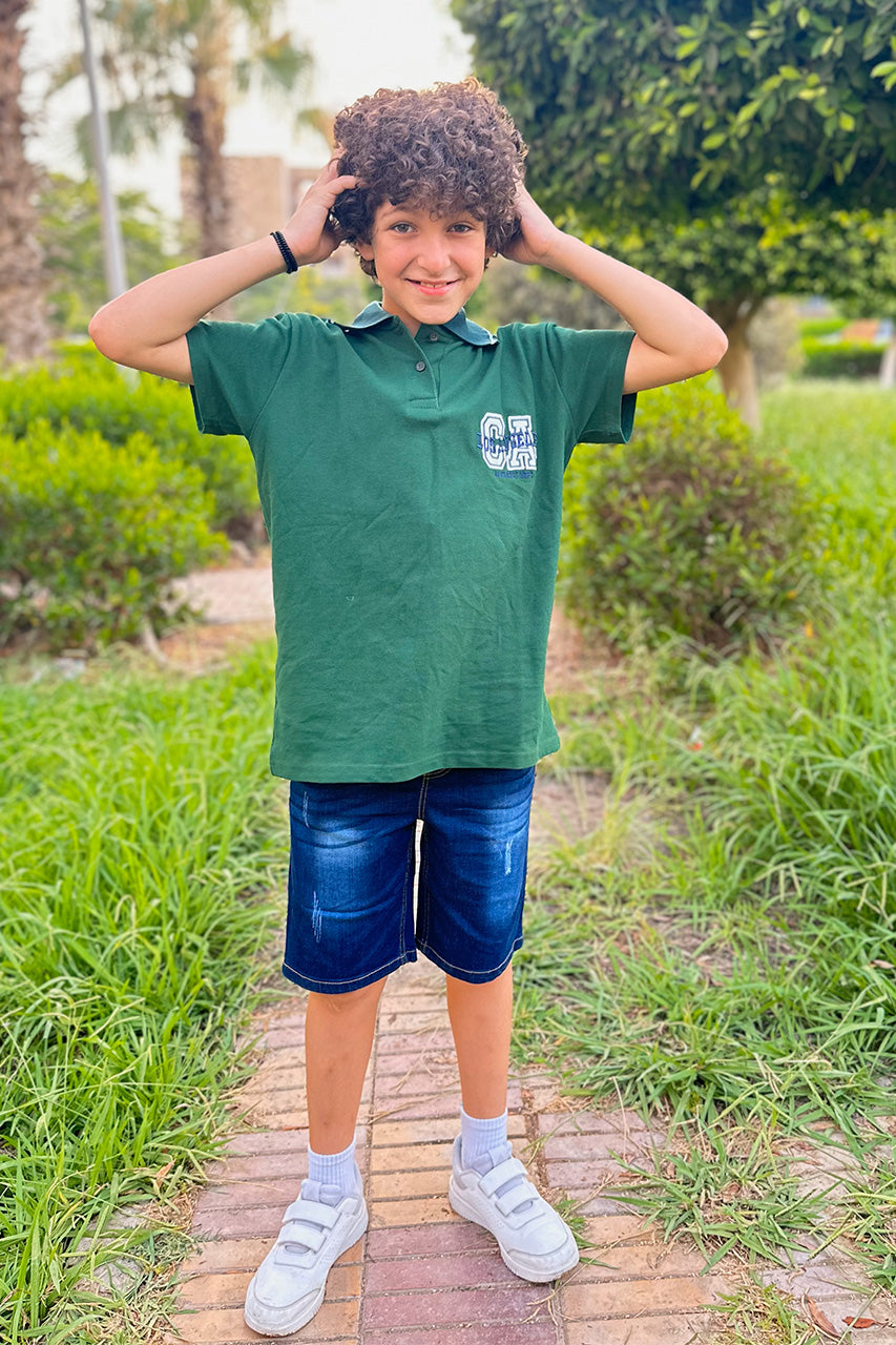 Boys cotton polo t-shirt - Olive