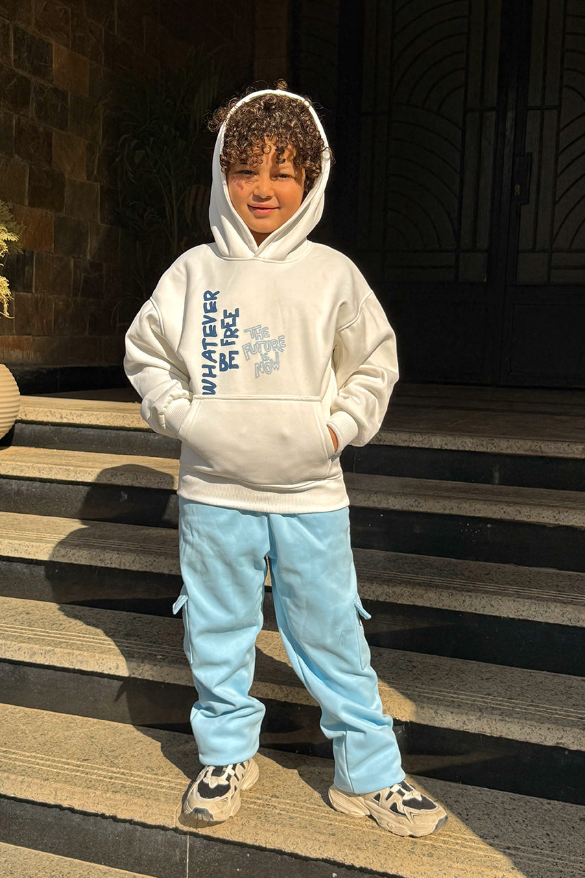 Boys hoodie with whatever printed - White