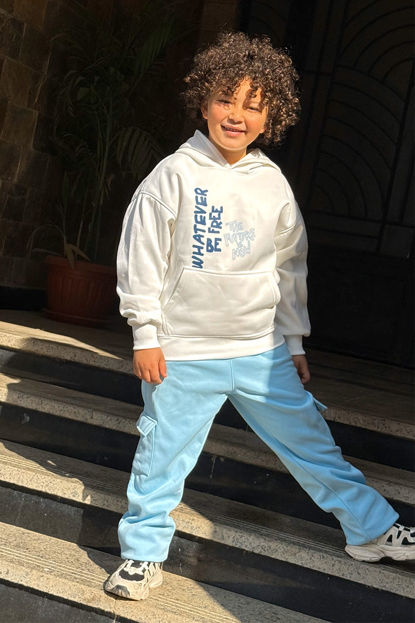 Boys hoodie with whatever printed - White