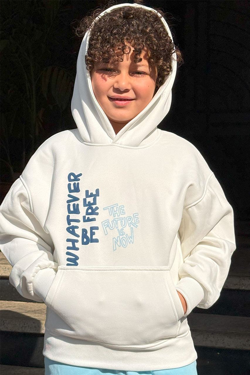 Boys hoodie with whatever printed - White