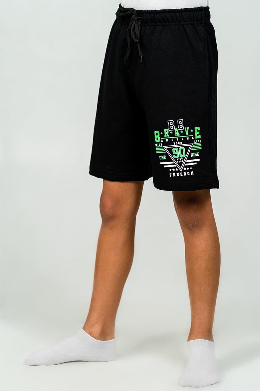 Boy's cotton Short with a drawstring and a Be brave print - side view zoom out
