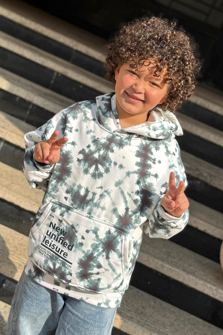 Boys' hoodies in Green Tie dye