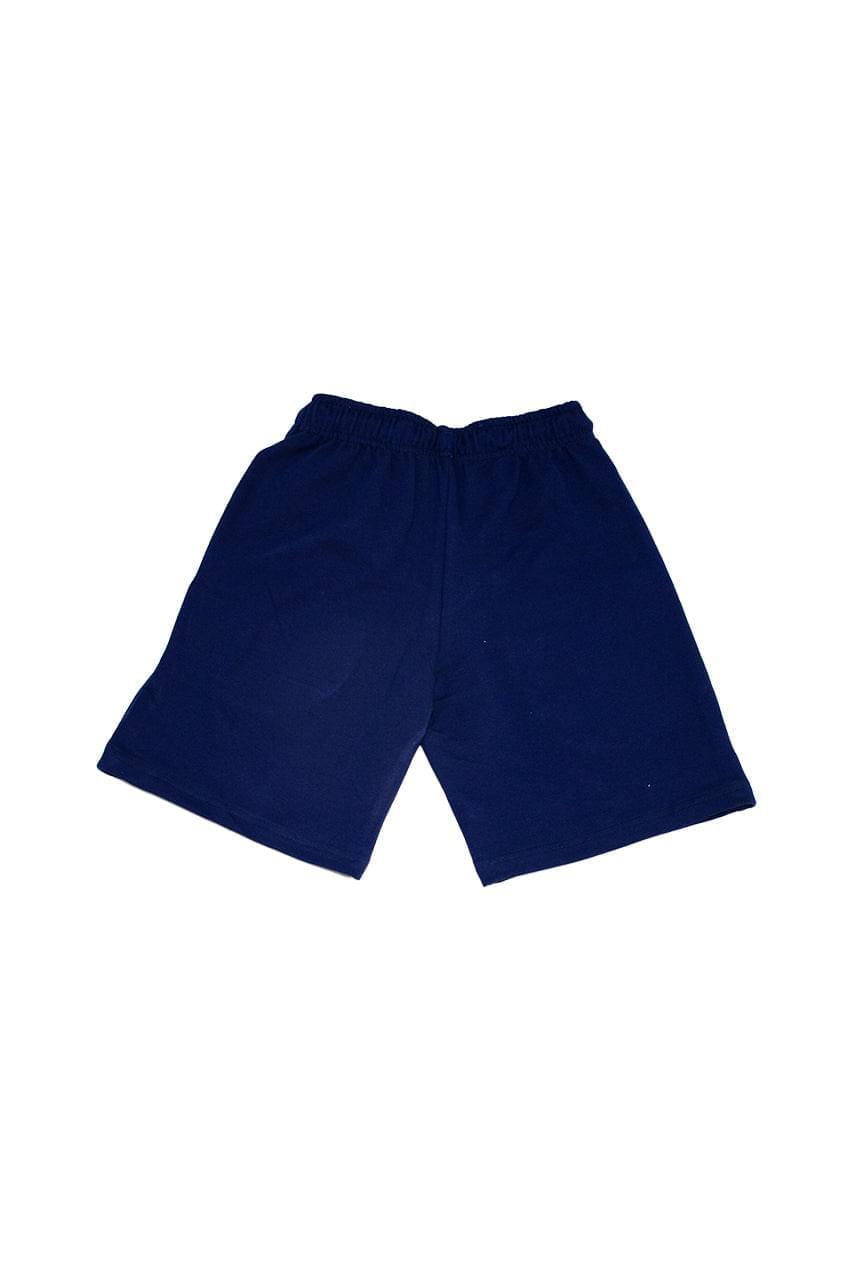 Boy's Milton Short with a drawstring and a keep smiling print - blue back view