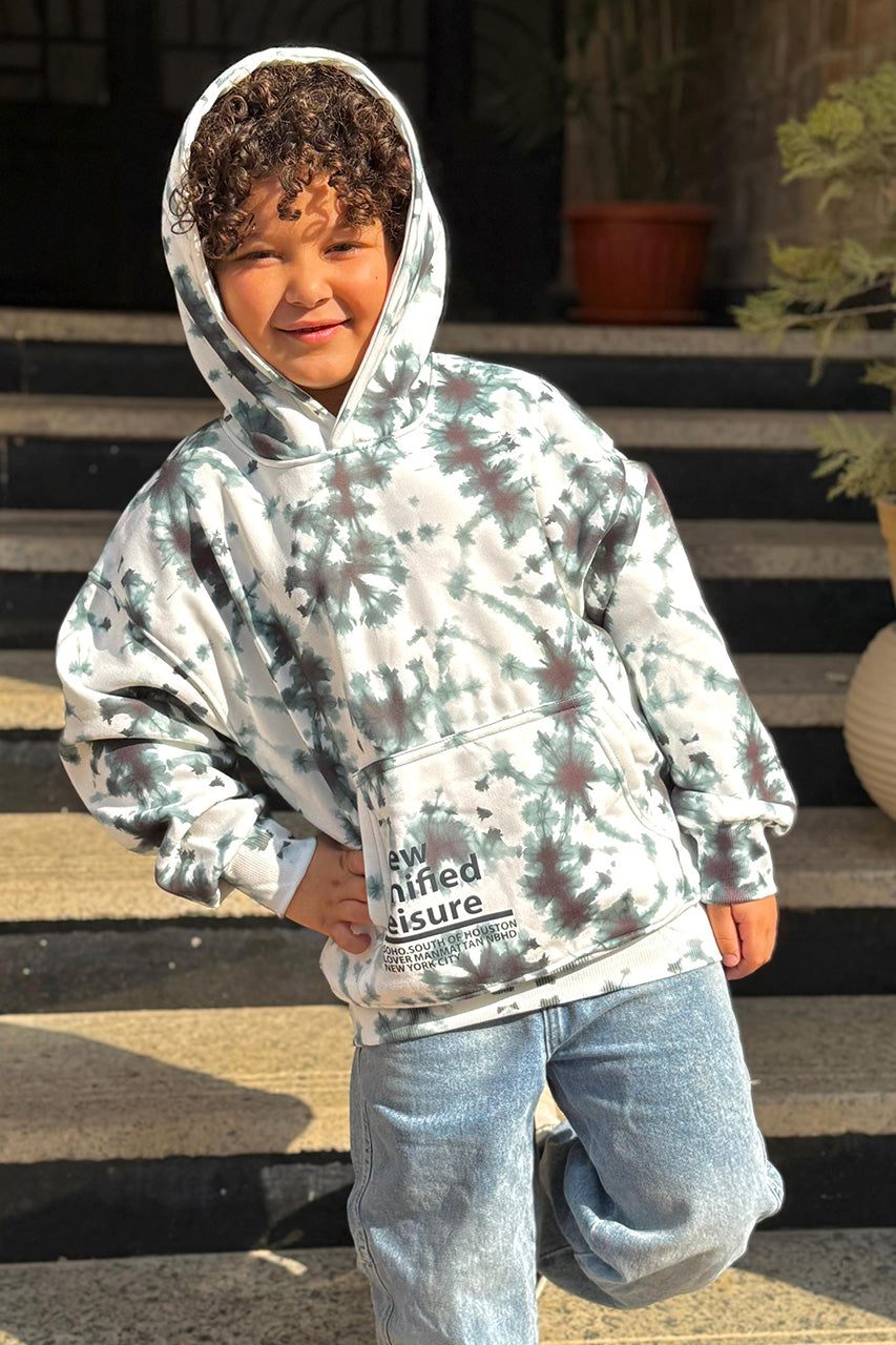 Boys' hoodies in Green Tie dye