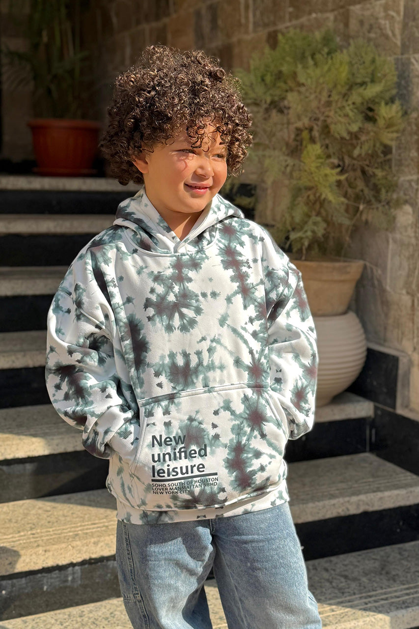 Boys' hoodies in Green Tie dye