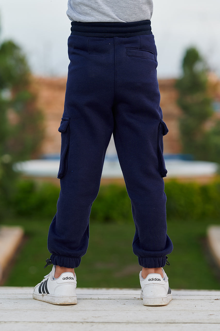 Boys Cargo Sweetpants with Is Street Art printed - Navy -Melton