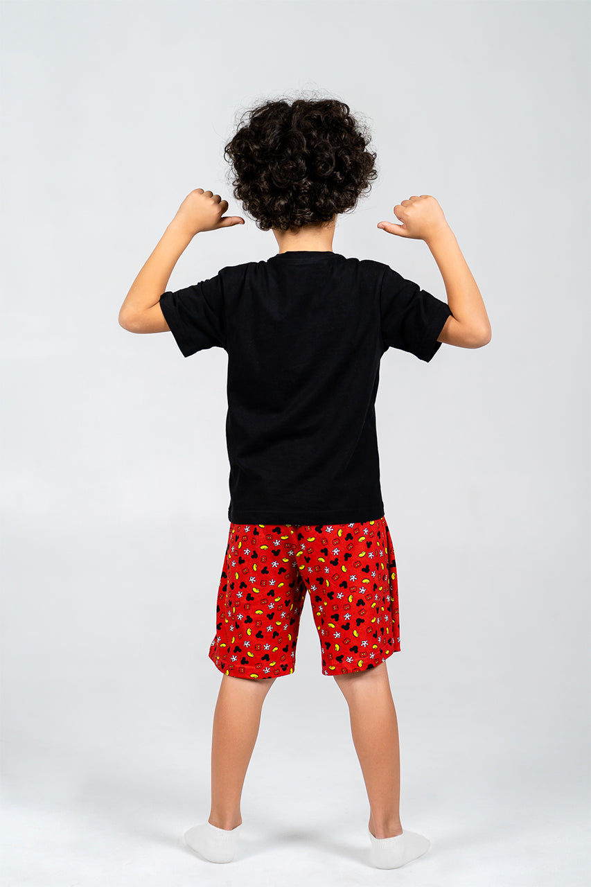 Boys Cotton Short Pajamas with mickey mouse printed - back view