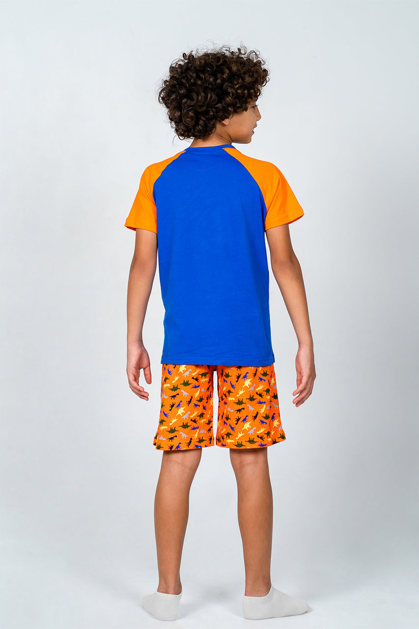 Boys Cotton Short Pajamas with Hello My Dude printed - back view