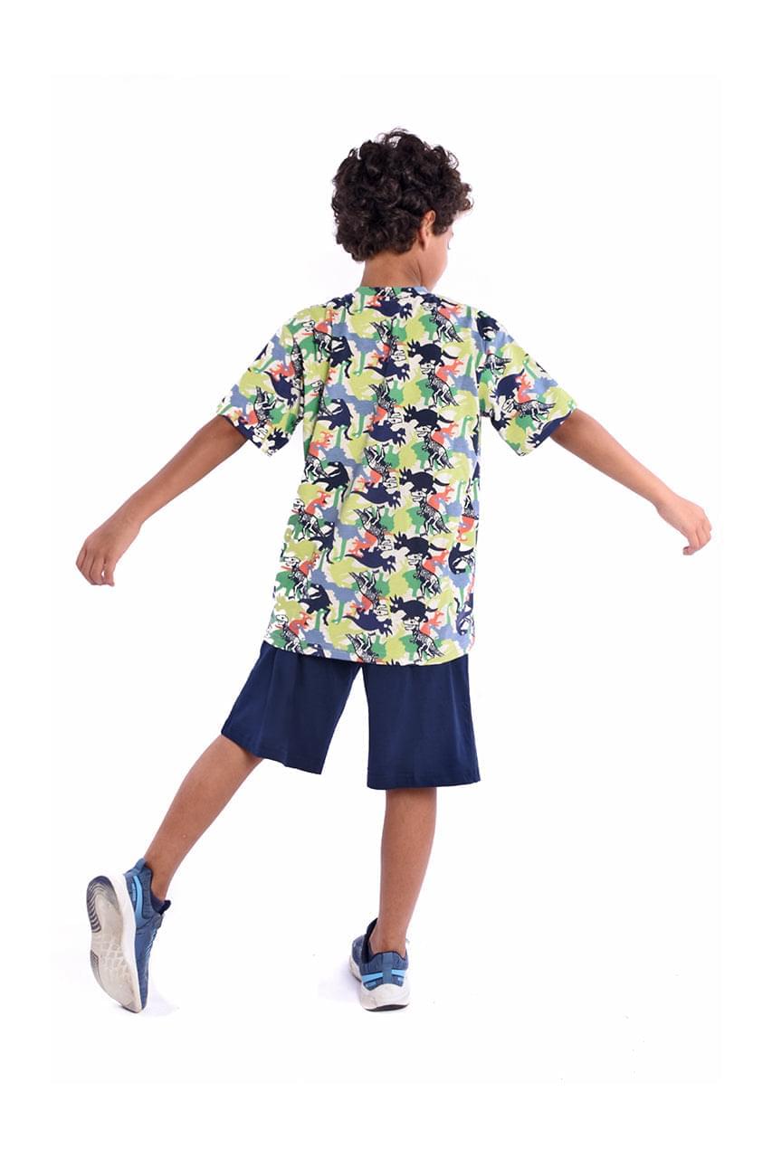 Boy's Short pajamas with Dinosaur printed - back view