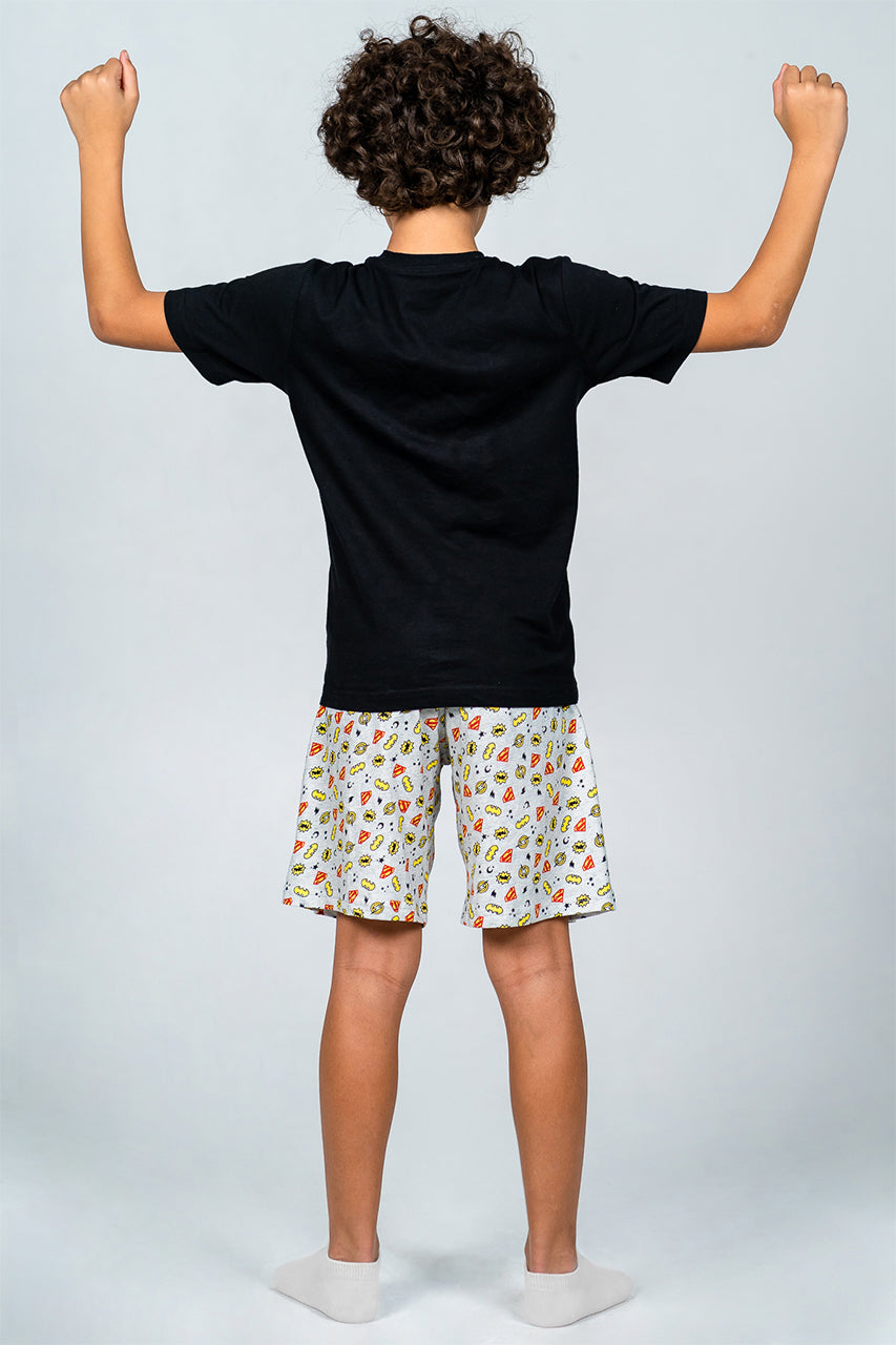 Boys Cotton Short Pajamas with Batman printed - back view