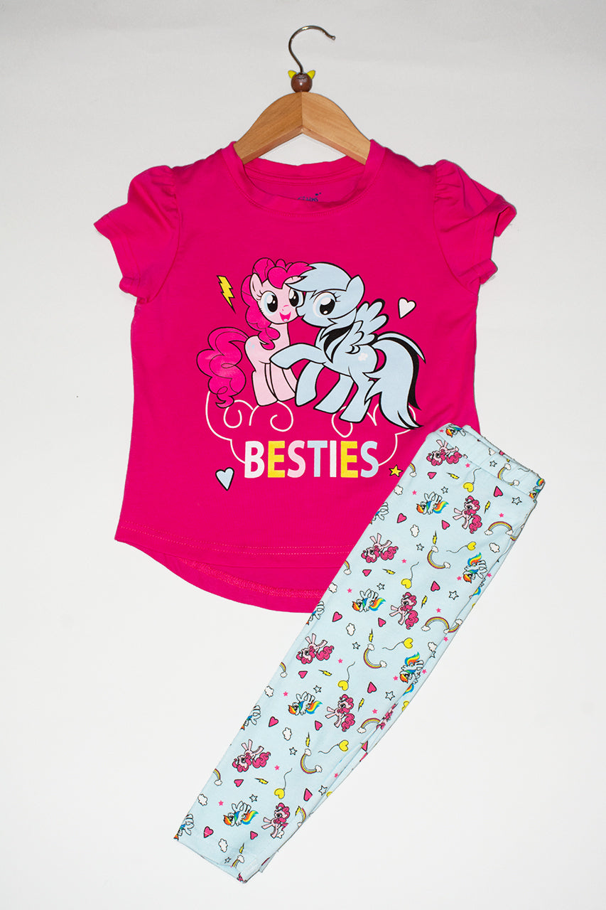 Girls' summer Pantacor pajamas - Cotton - with unicorn printed - 2 pieces