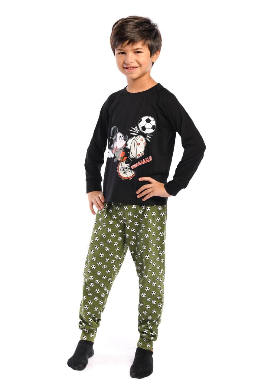 Boy's fall pajamas with Mickey football print