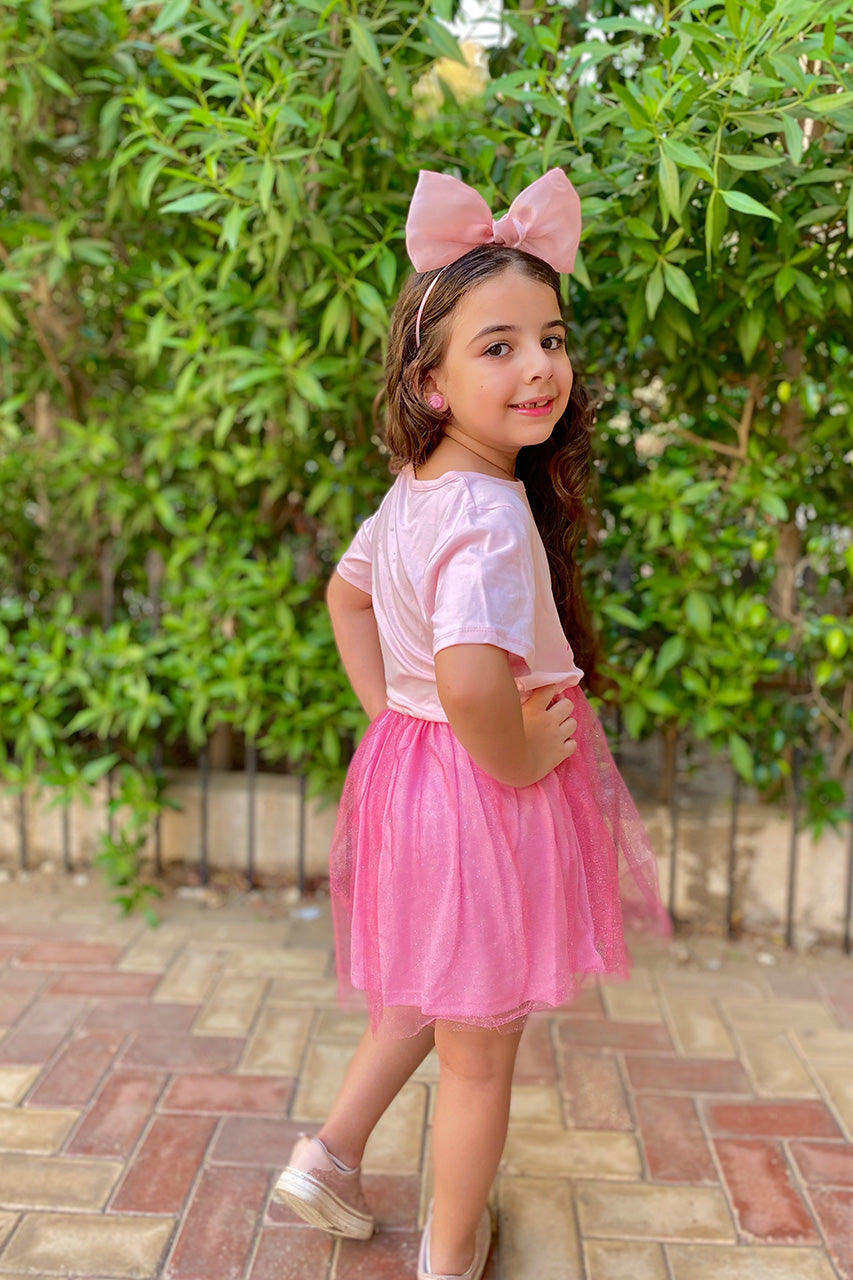 Girls' puffy dress with Barbie printed - Pink & Pink