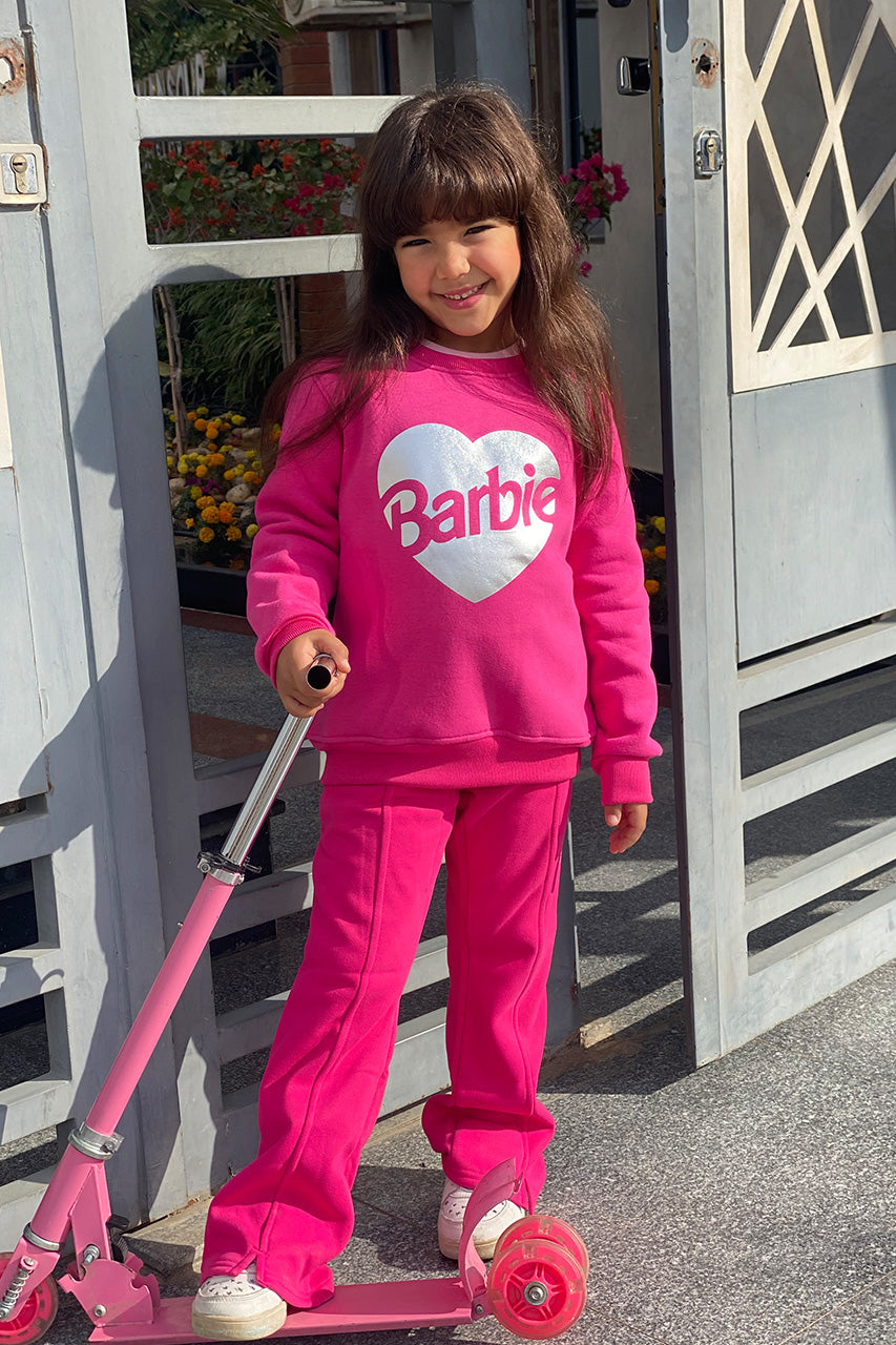 Girls Sweatshirt with Barbie printed - Fuchsia