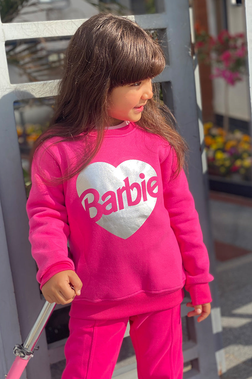 Girls Sweatshirt with Barbie printed - Fuchsia