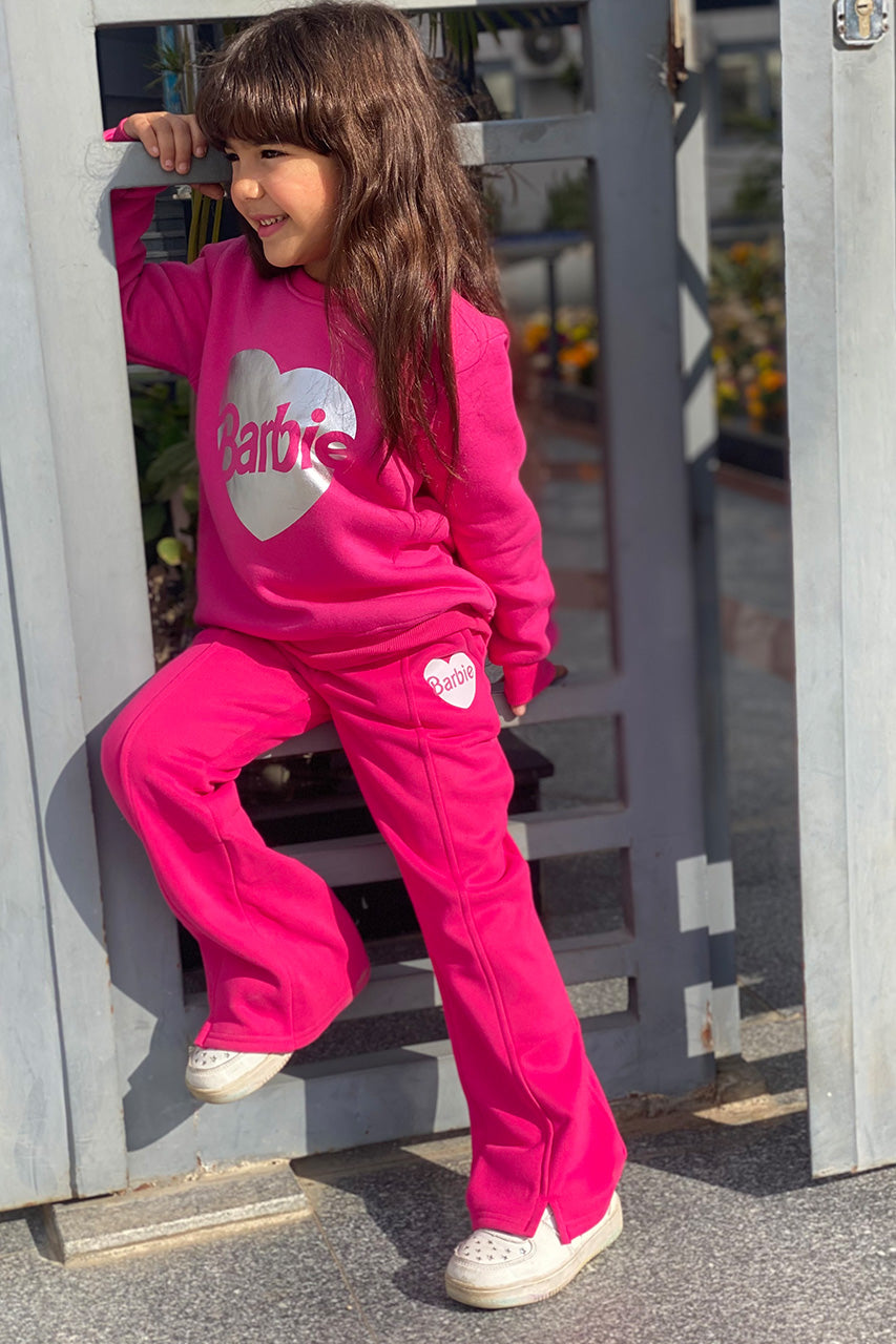 Girls Sweatshirt with Barbie printed - Fuchsia