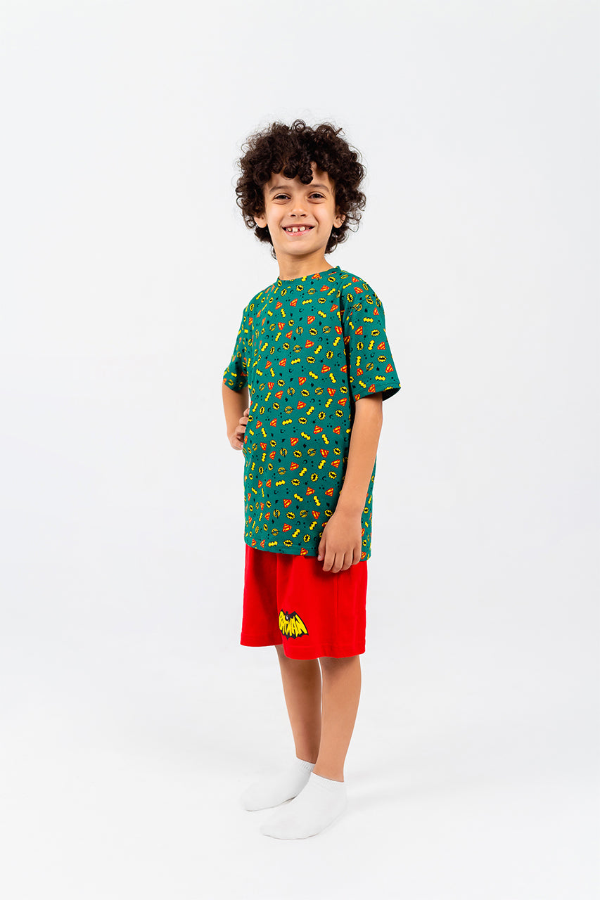 Boys Cotton Short Pajamas with Batman allover printed - side view