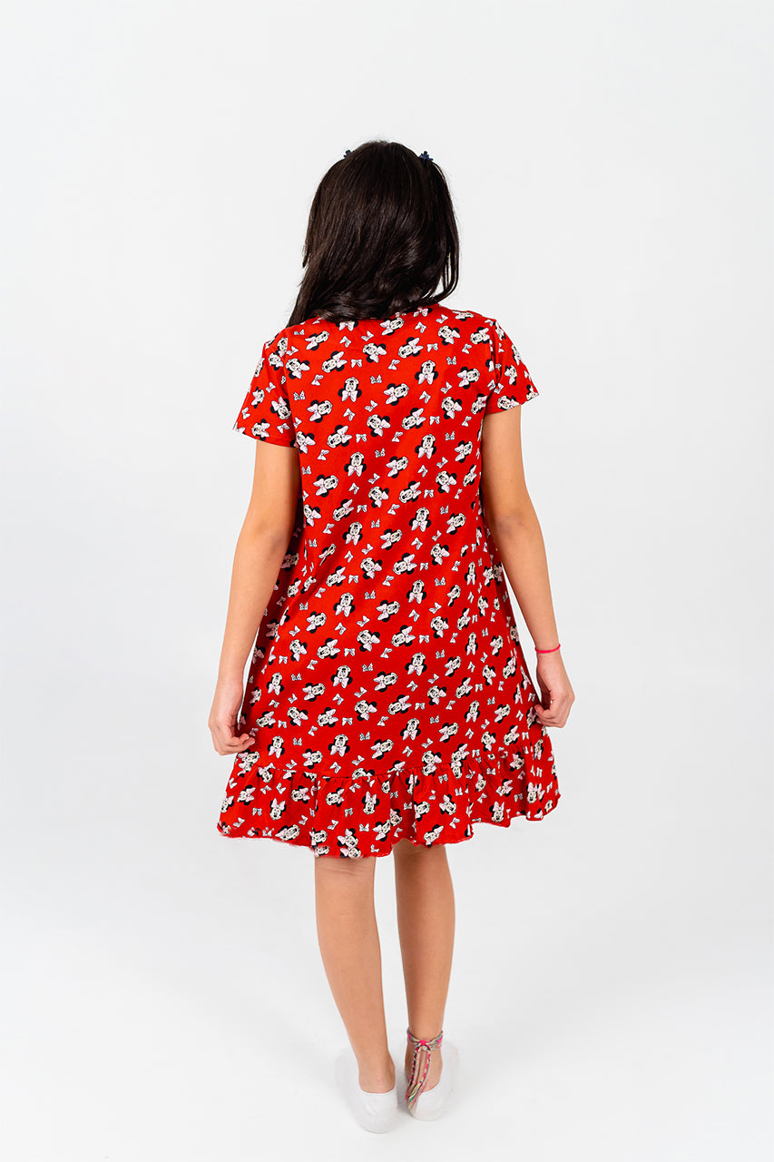 Girls cotton night dress with Minnie printed - zoom in view
