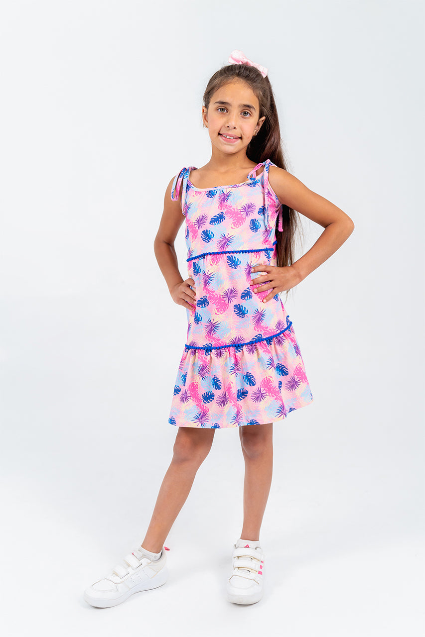 Girl's Cotton Dress with flowers allover