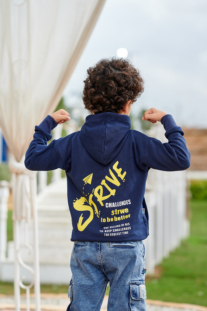 Boys' Hoodies Sweatshirt with STRIVE printed - navy