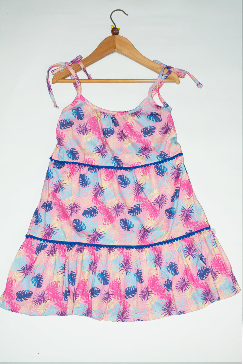 Girl's Cotton Dress with flowers allover - 2