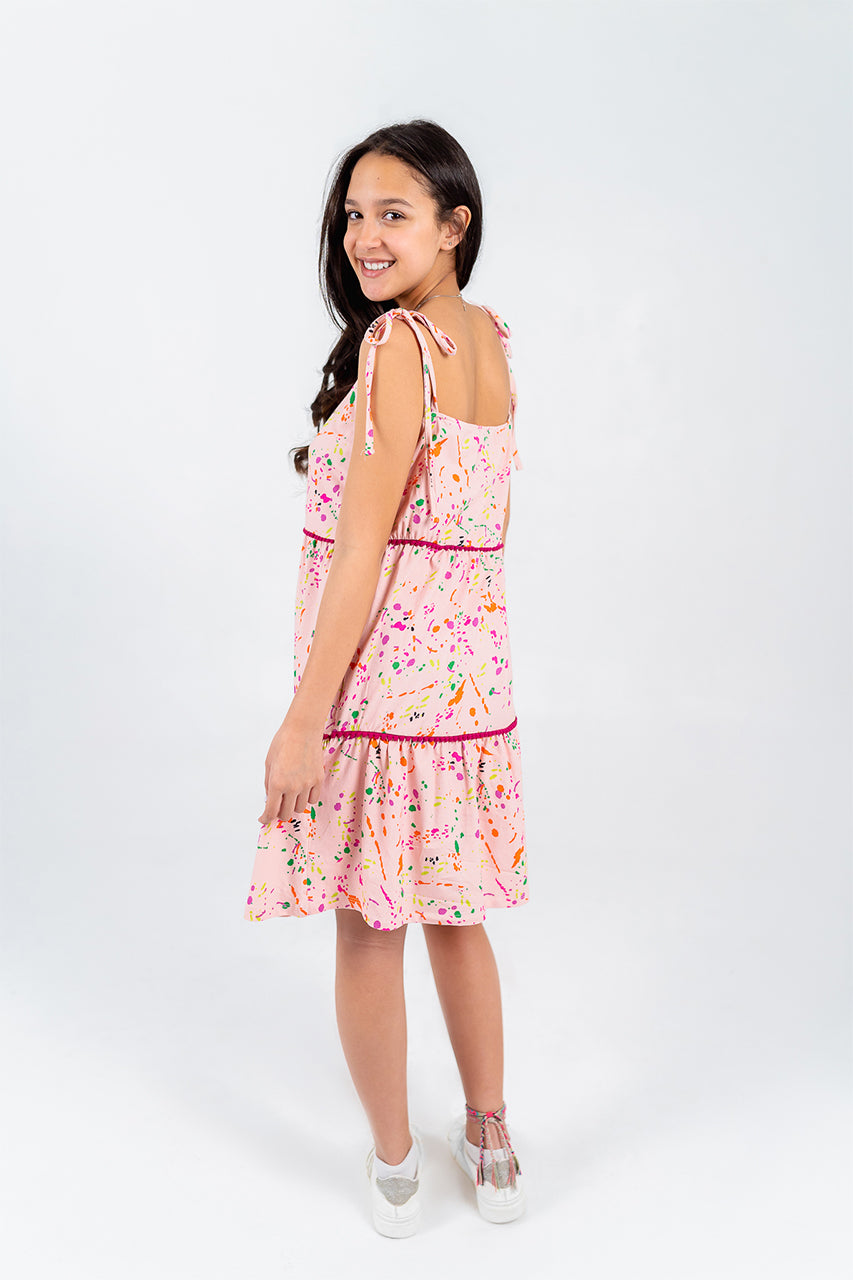 Girl's Cotton Dress with watercolor dress