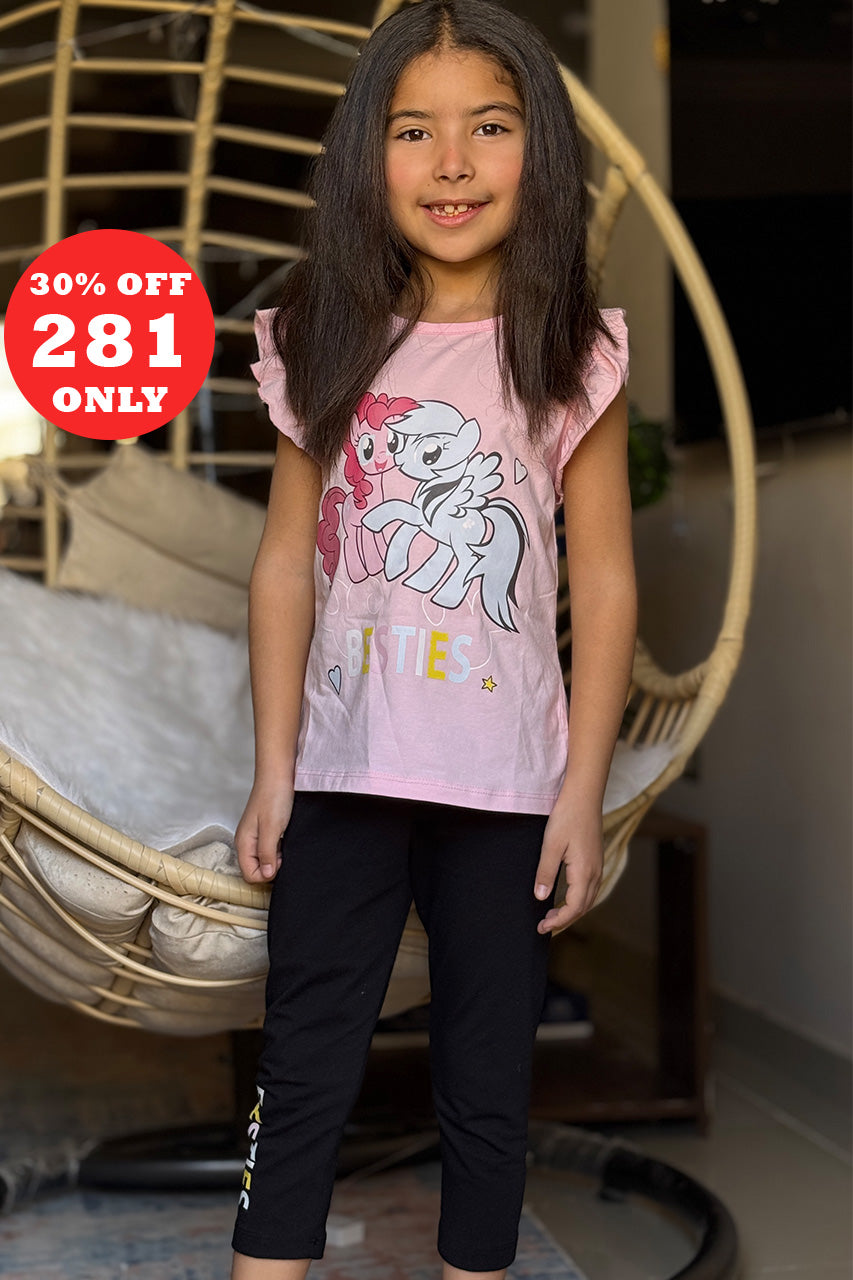 Girls cotton pajamas with Unicorn printed - Pink