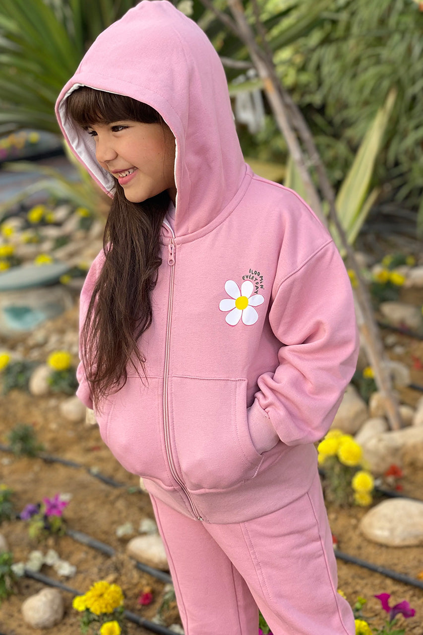 Girls zip-up hoodies with flower printed - Kashmir