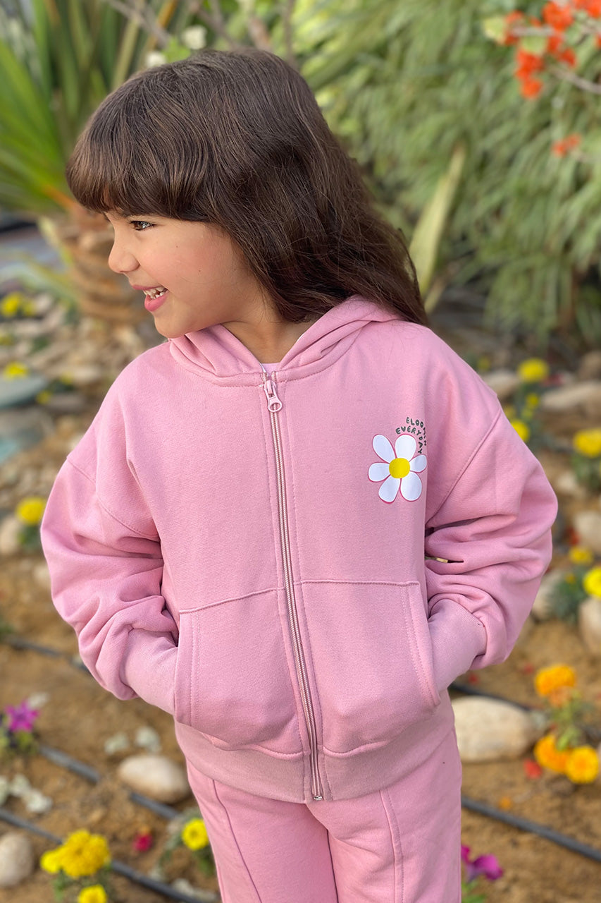 Girls zip-up hoodies with flower printed - Kashmir