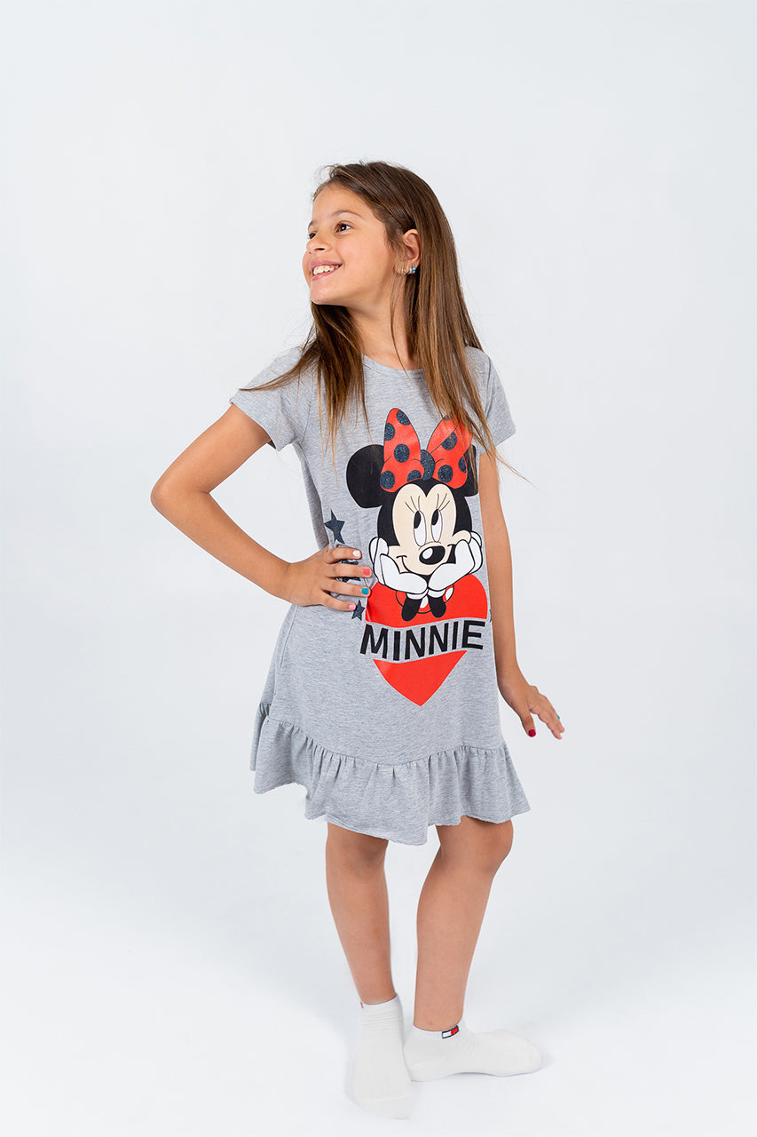 Girls cotton night dress with Minnie Mouse side view