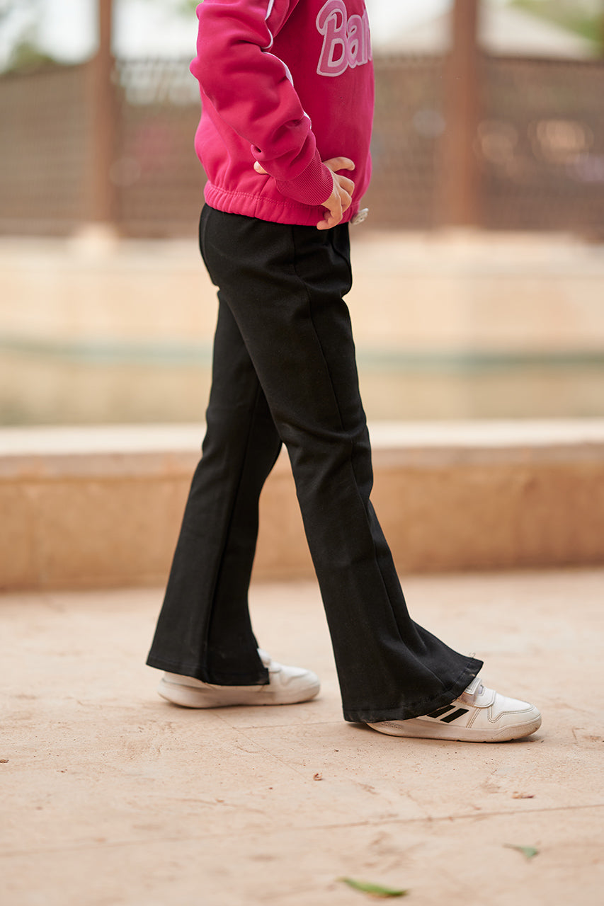 Girls' Black Flare Legging - Charleston Pants with Front Slits – Cuddles  Store