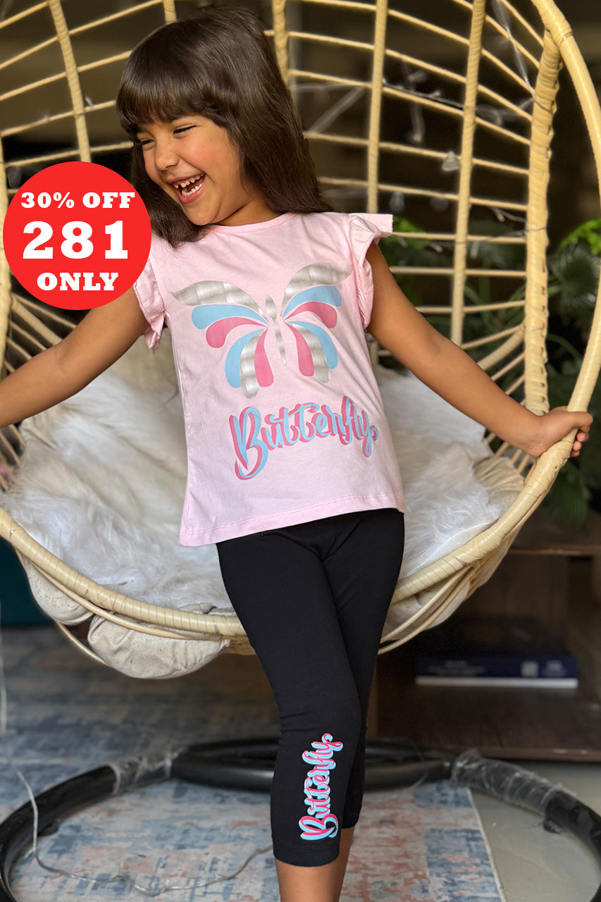 Girls cotton pajamas with Butterfly printed