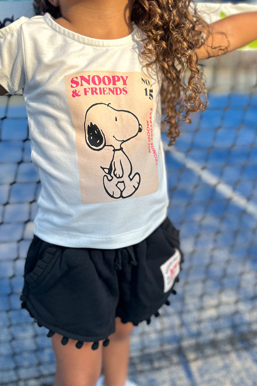 Girls cotton t-shirt - Snoopy printed - White