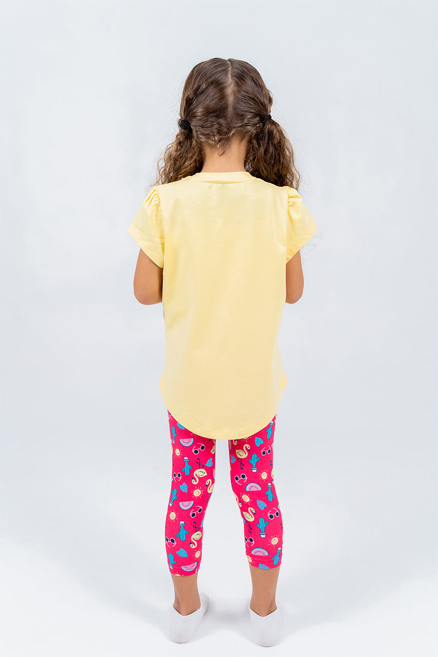 Mommy & me matching summer Cotton pajamas-Little flamingo - back view