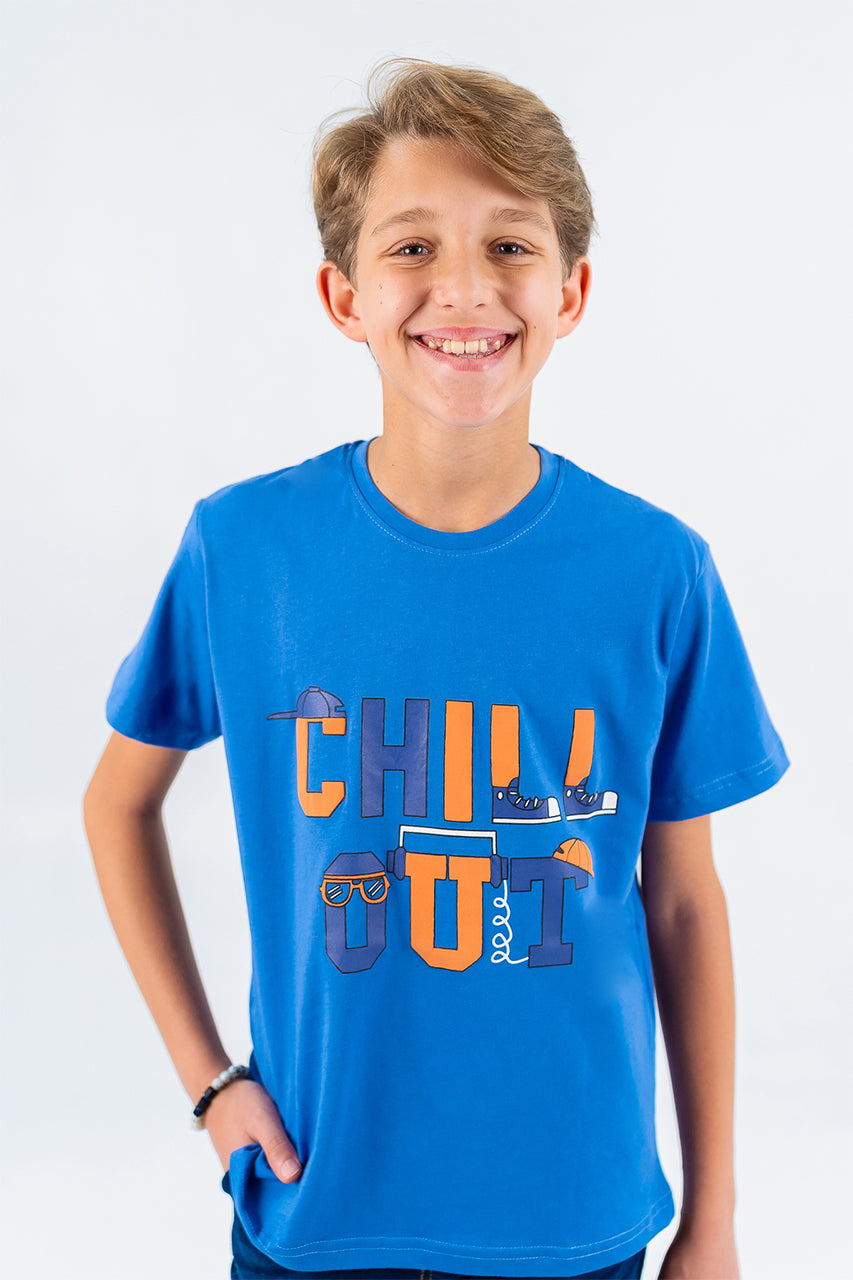 Summer cotton t-shirt for boys with chill out printings