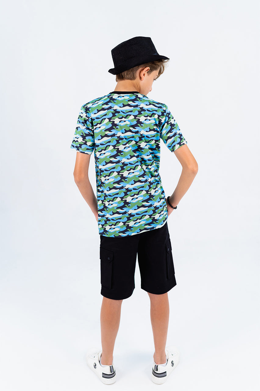 Boys cotton t-shirt with super army green