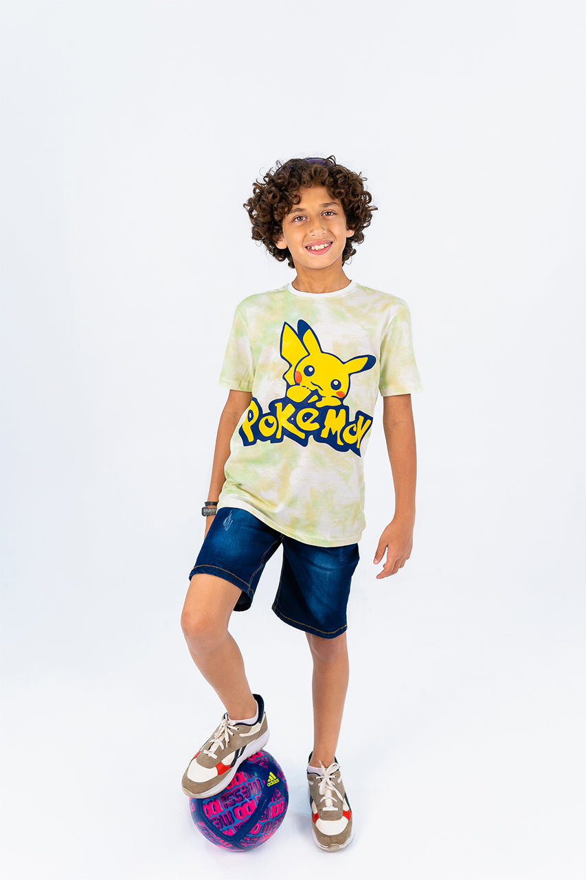 Boys' Cotton T-shirt for Outwear with Pokemon printed-Front view