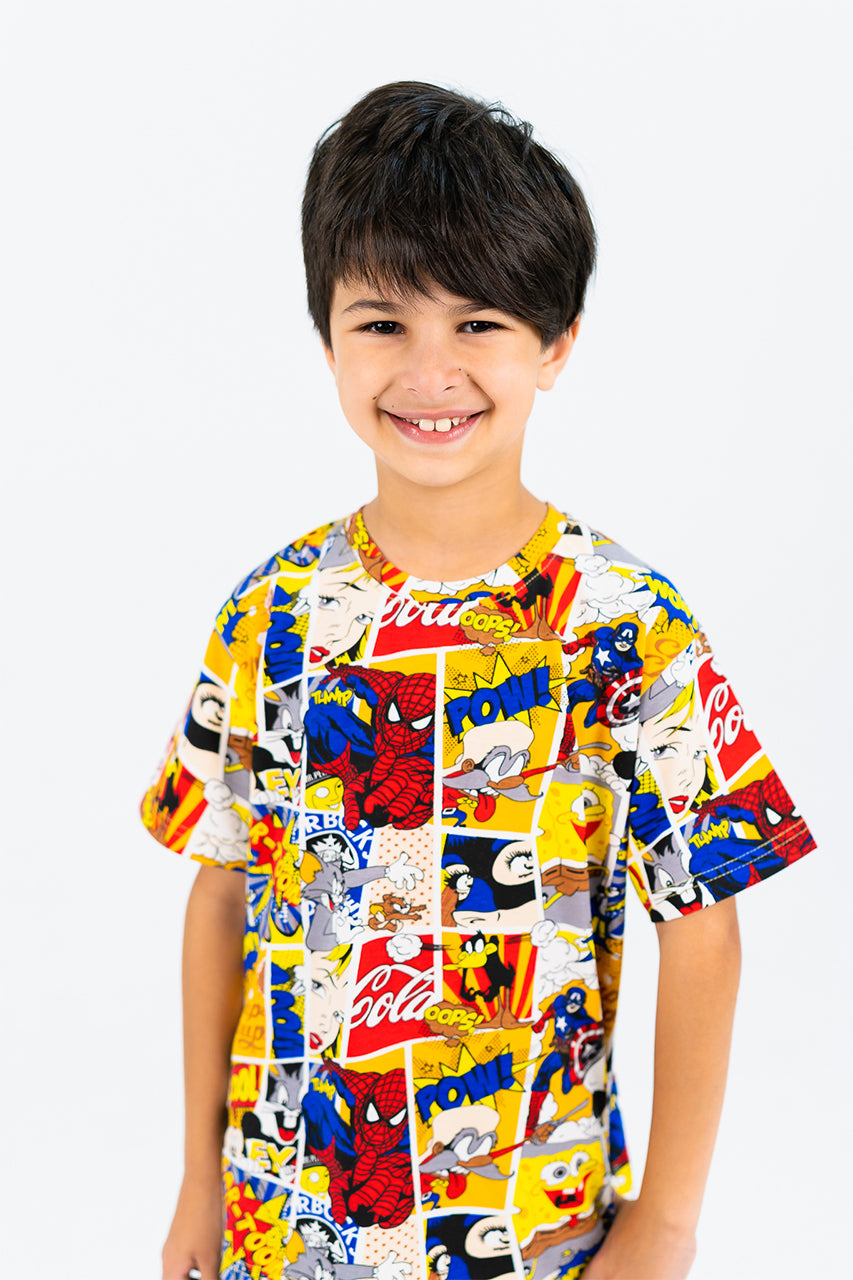 Boy's cotton t-shirt with Sponge bob print - front view